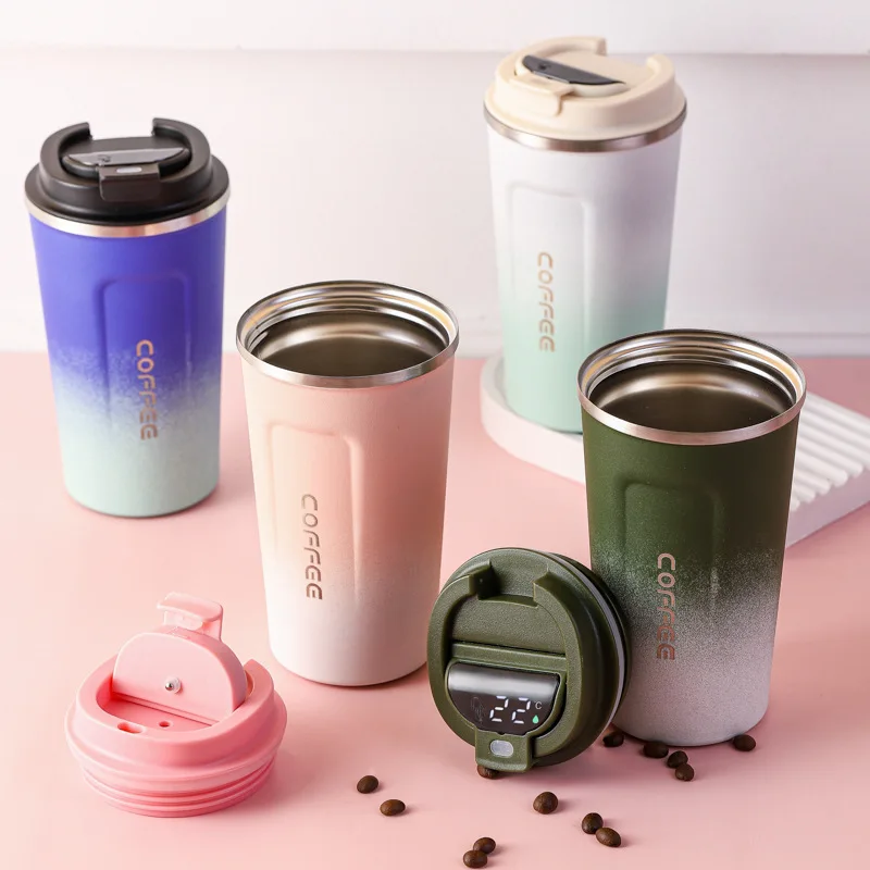 

510ml/380ml Temperature Display Coffee Cup Stainless Steel Insulated Cup Multifunctional Car Cup Leak Proof Travel Water Cup