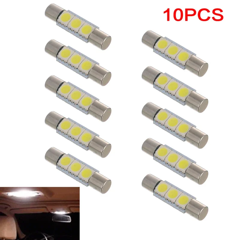 슈퍼 브라이트 전구, 백색 LED, 29mm, 5050 3SMD, 유용한 브랜드, 새로운 인기 최신 하이 퀄리티, 12V, 6500K, 10 개