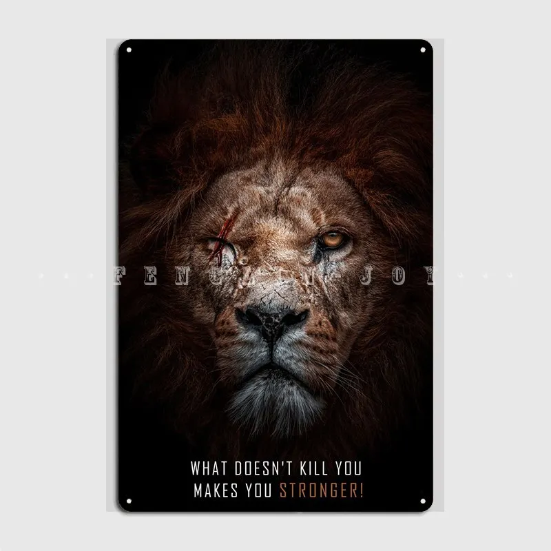 

Металлический плакат с мотивацией злого льва, настенный плакат, печатный оловянный плакат для кинотеатра, гаража