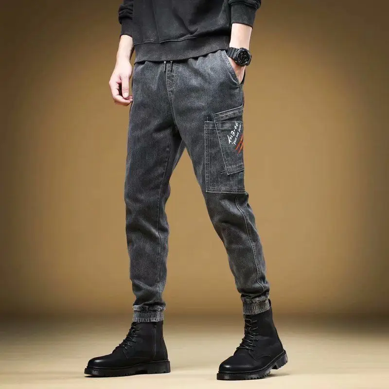 

Spring Autumn Low Waist Designer Cargo Cowboy Denim Streetwear Baggy Korean Style Oversize Casual Work Teenager Baggy Jeans Male