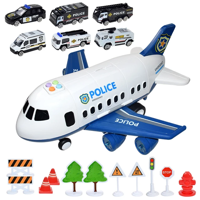 Kids Airplane Toy Music Story Simulation DIY Track Inertia Children's Toy Aircraft Large Size Passenger Plane Airliner Gift Map 6