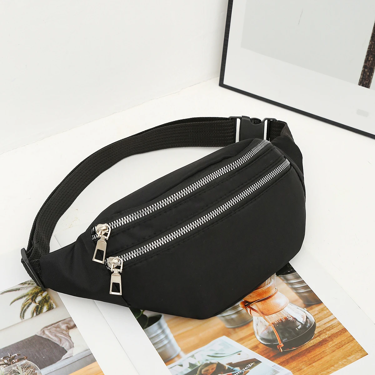 1 Pc Minimalist Multiple Pockets Nylon Waist Bag - Lightweight Bum Bag Crossbody Bag For Women Men For Sports/Daily Use 6