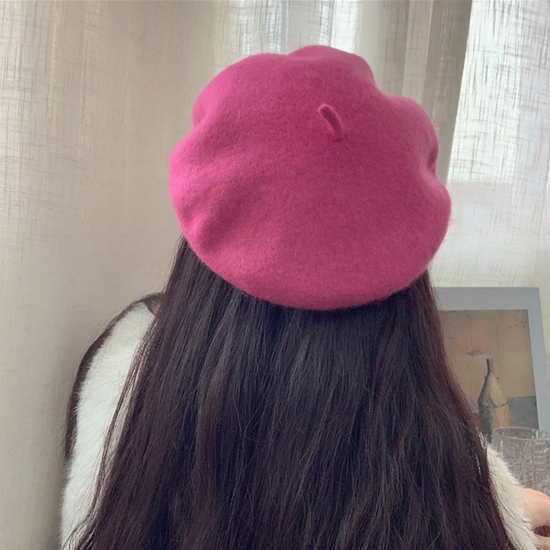 

Женские однотонные модные теплые женские шапки универсальная Корейская версия вязаные шапки художника