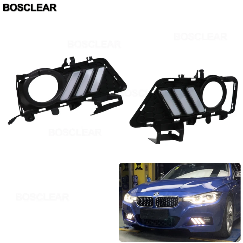 

Для BMW 3 серии F30 320i 318 330 316 328 F35 335-2013 с желтым поворотным сигналом, автомобильные ДХО, светодиодсветодиодный дневные ходовые огни