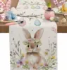 Spring Easter Bunny Eggs Flowers Linen Table Runner Holiday Party Decor Rustic Floral Botanical Table Runners Easter Decorations 1