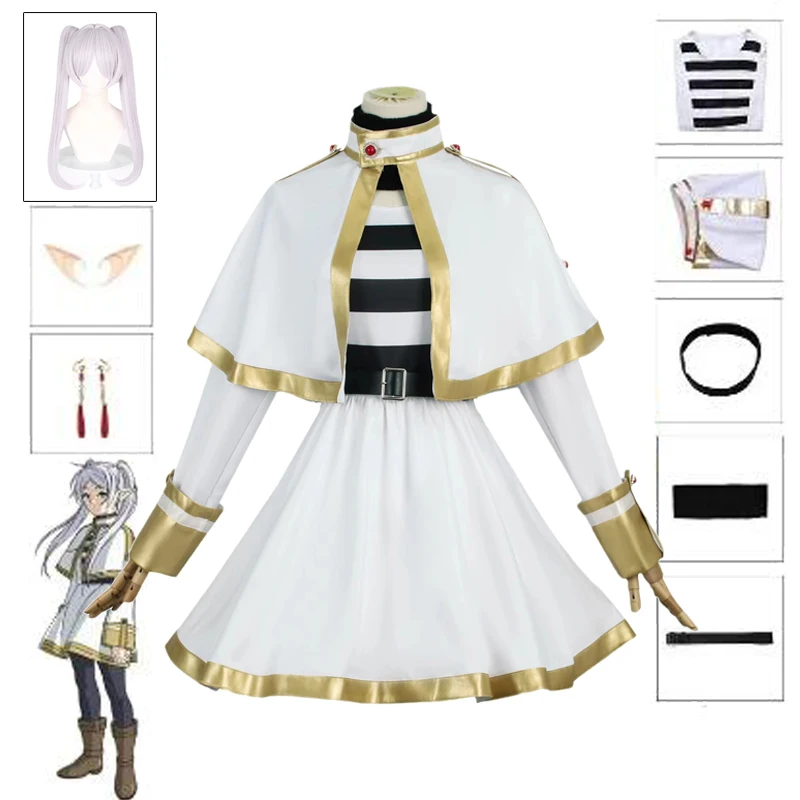 Sousou No Frieren Cosplay Frieren Fantasia Costume Coat Shirts Outfit Fantasy Women Adult Halloween Carnival Party Clothes Wigs