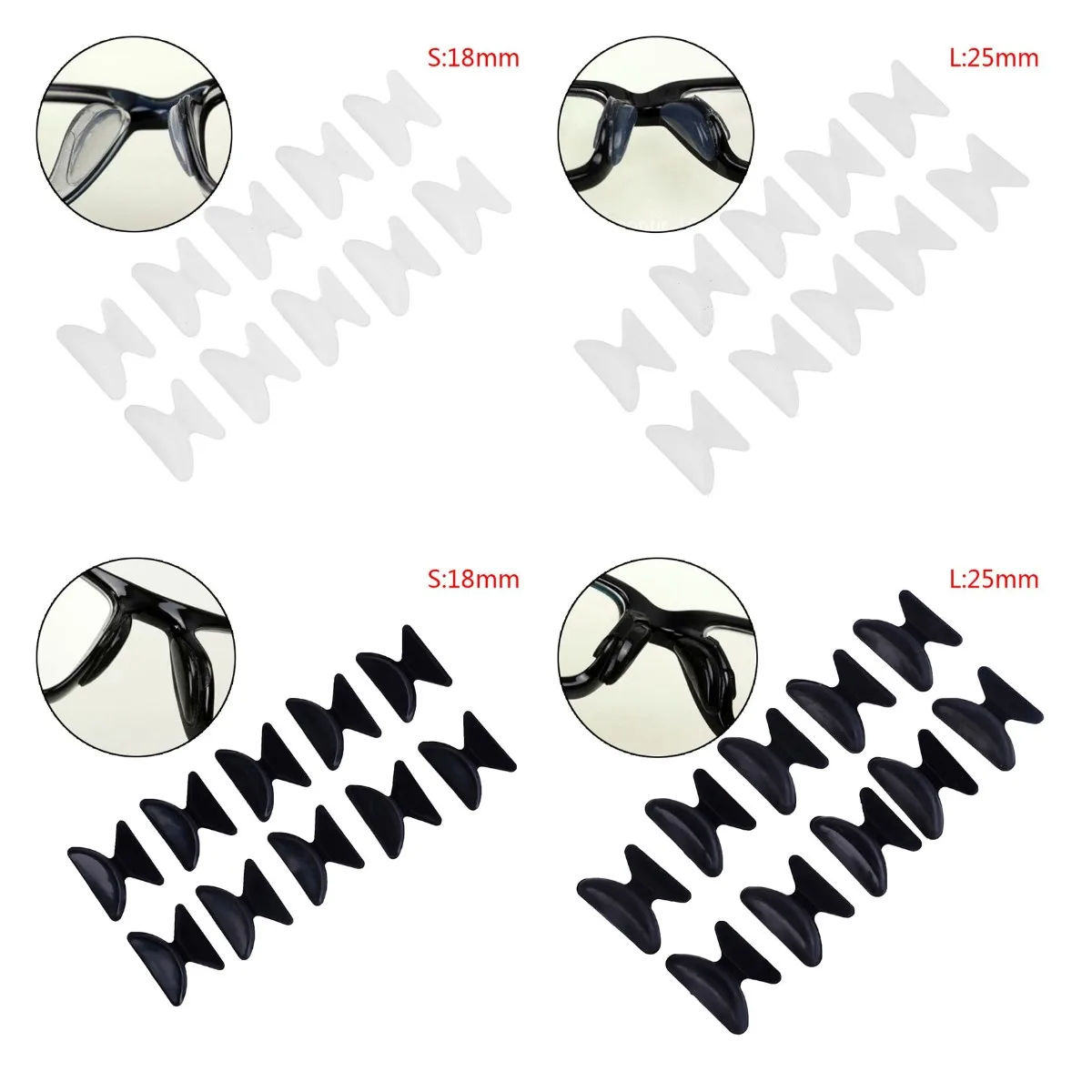 

5 Pairs/lot Glasses Nose Pads Adhesive Silicone Nose Pads Non-slip Clear, Black Thin Nosepads For Glasses Eyeglasses Sunglasses