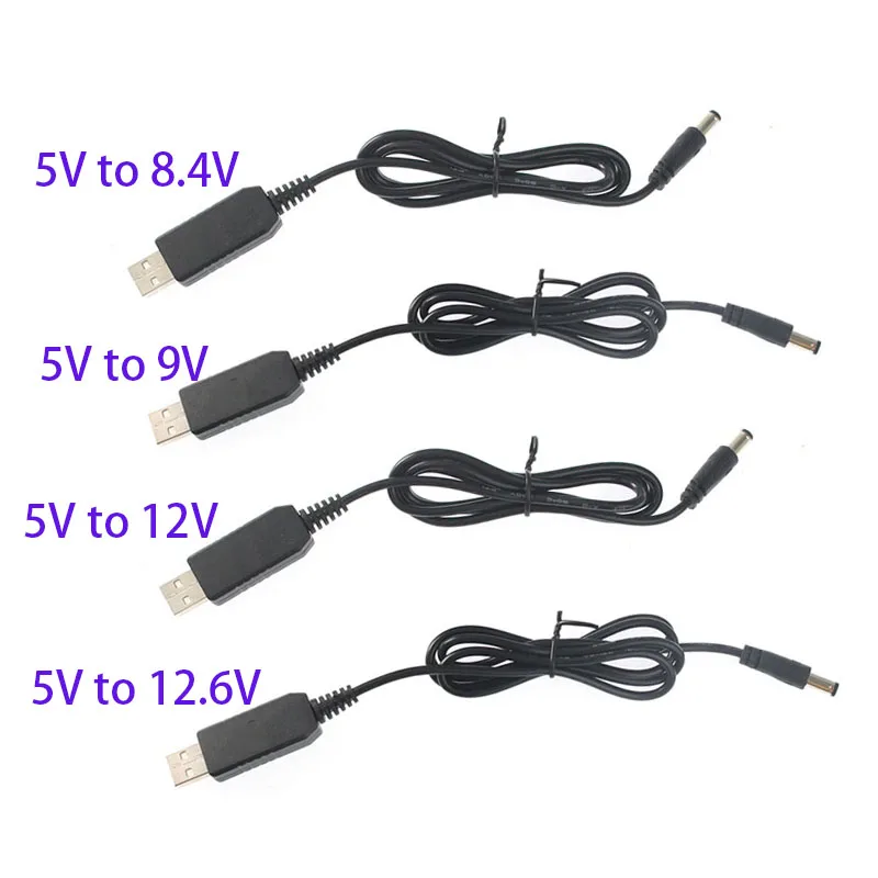USB 전원 부스트 라인 DC 5V를 DC 8.4V/9V/12V/12.6V로 승압하는 모듈 USB 컨버터 어댑터 전원 연장 케이블 2.1x5.5mm