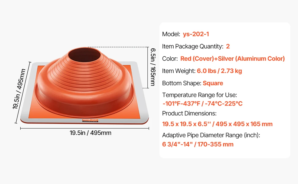 SucceBuy Roof Pipe Flashing Boots Fit Pipe OD 6"to11" Flexible EDPM Roofing Jack Pipe Flashing High Temp -67℉to 212℉ for Chimney