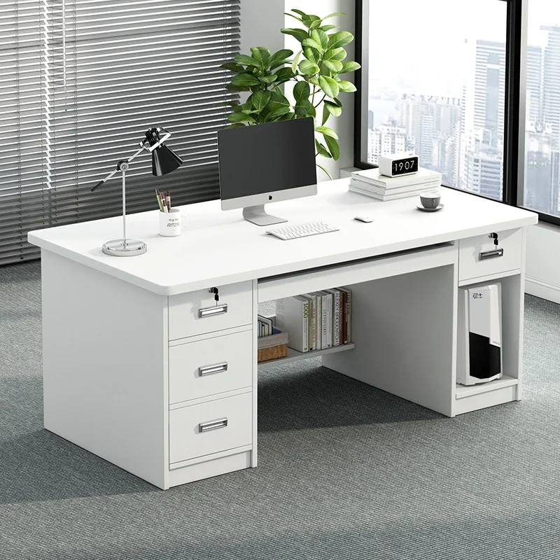 Computer desk, desktop, minimalist modern office desk and chair, office boss desk with drawers, desk, home bedroom desk