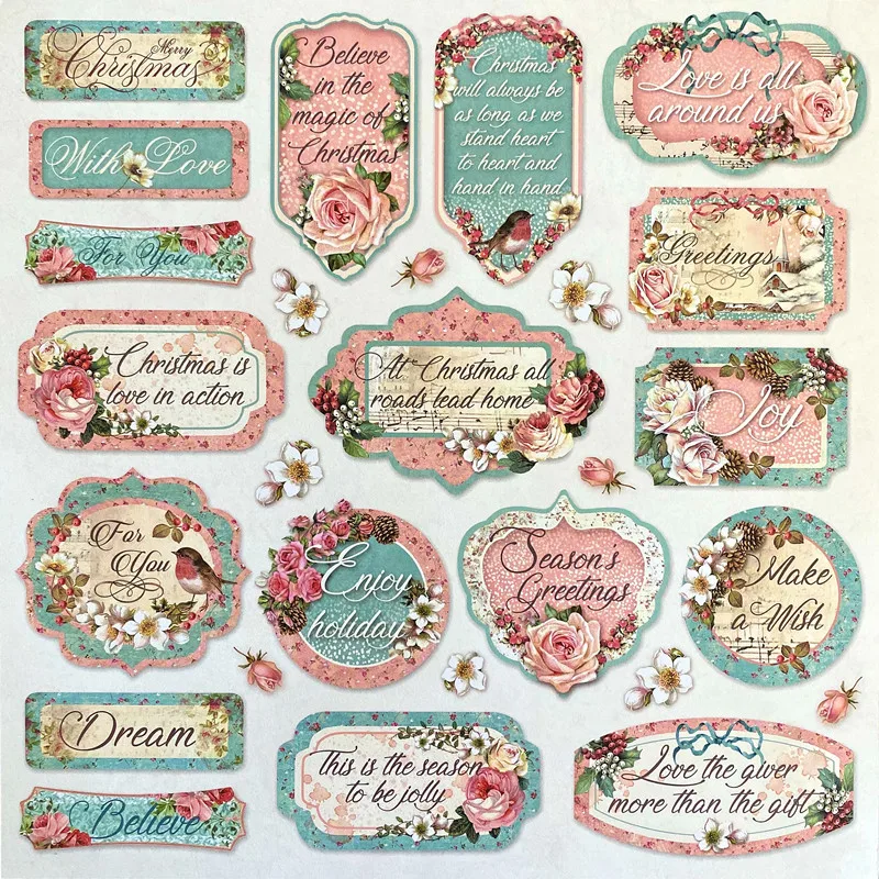 Retro Pink Rose Adesivi Natalizi Fai Da Te Scrapbooking Diario Album Fotografico Junk Journal Happy Planner Etichetta Decorativa Adesivo Regalo