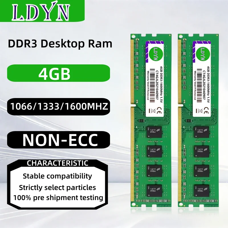 Barrette RAM DDR3 2 Go PC3-12800 (1600 MHz) 240 Broches - Pour Ordinateur De Bureau - Neuf Ouvert
