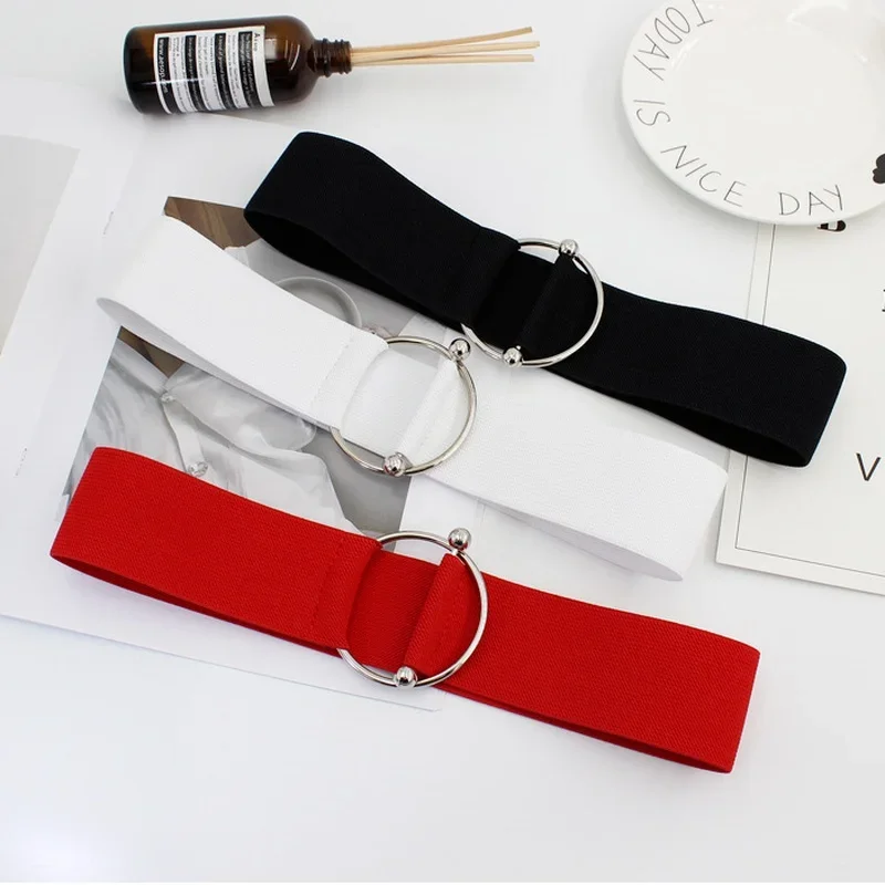 Belts for Women Simple Waist Elastic Ladies Band Round Buckle Decoration Coat Sweater Fashion Dress Waistband - 6