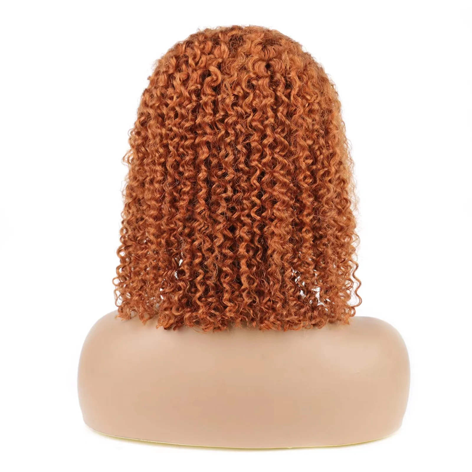 Ginger Orange Jerry Curly Bob 13x4 Lace Front Human Hair Wig for Women Short Bob Curly Transparent Lace Wig