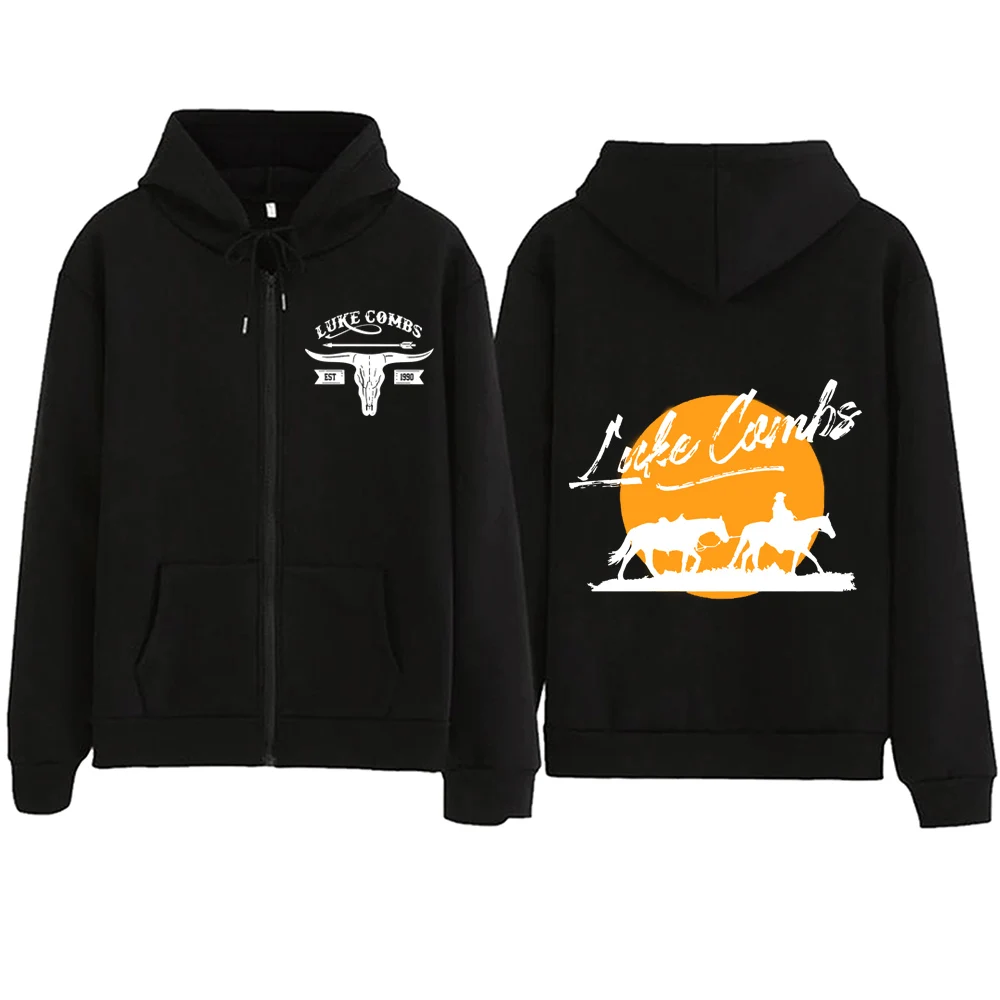 

Luke Combs 2024 Zipper Hoodie Harajuku Pullover Tops Streetwear Music Fans Gift V-Neck Sweatshirts Printing Spring and Summer