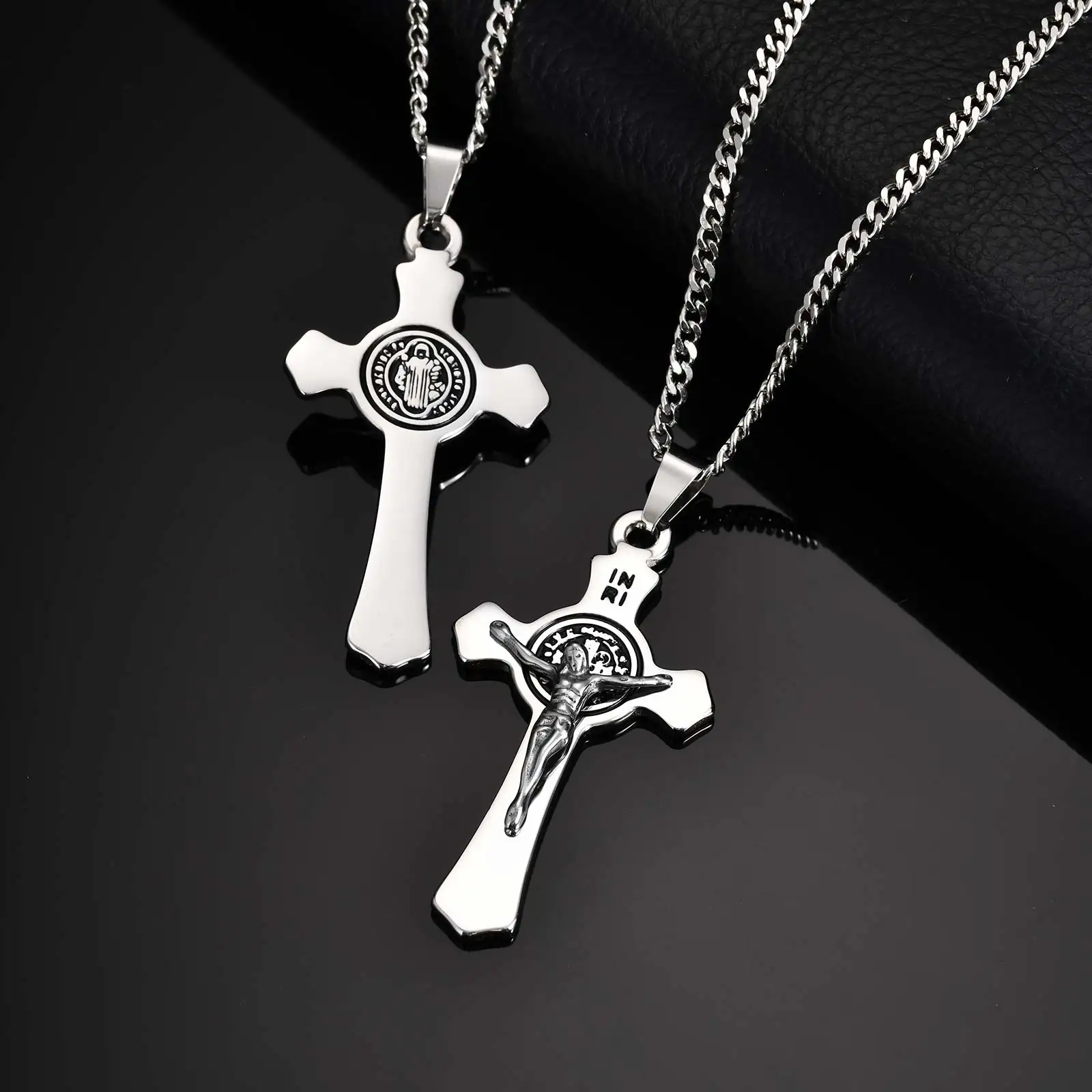 2 Collane Rosario Cattoliche Con Crocifisso – Acrilico E Lega, Regalo Religioso Per Uomo E Donna
