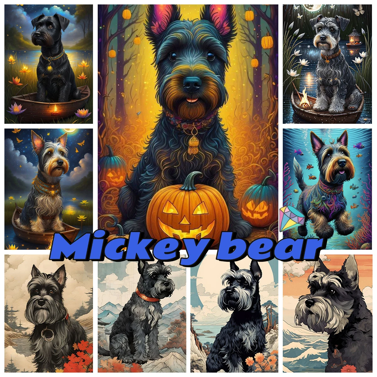 

Standard Schnauzer DIY 5D Diamond Painting Cute Puppy Portrait Diamond Embroidery Cross Stitch Animal Home Wall Decor Kid Gifts