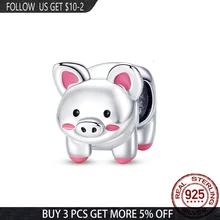 Breloques cochon timide en argent Sterling 2021, adaptées aux bracelets et bracelets originaux de 3mm, pour la fabrication de bijoux à faire soi même, cadeau pour femmes, nouvelle collection 925 