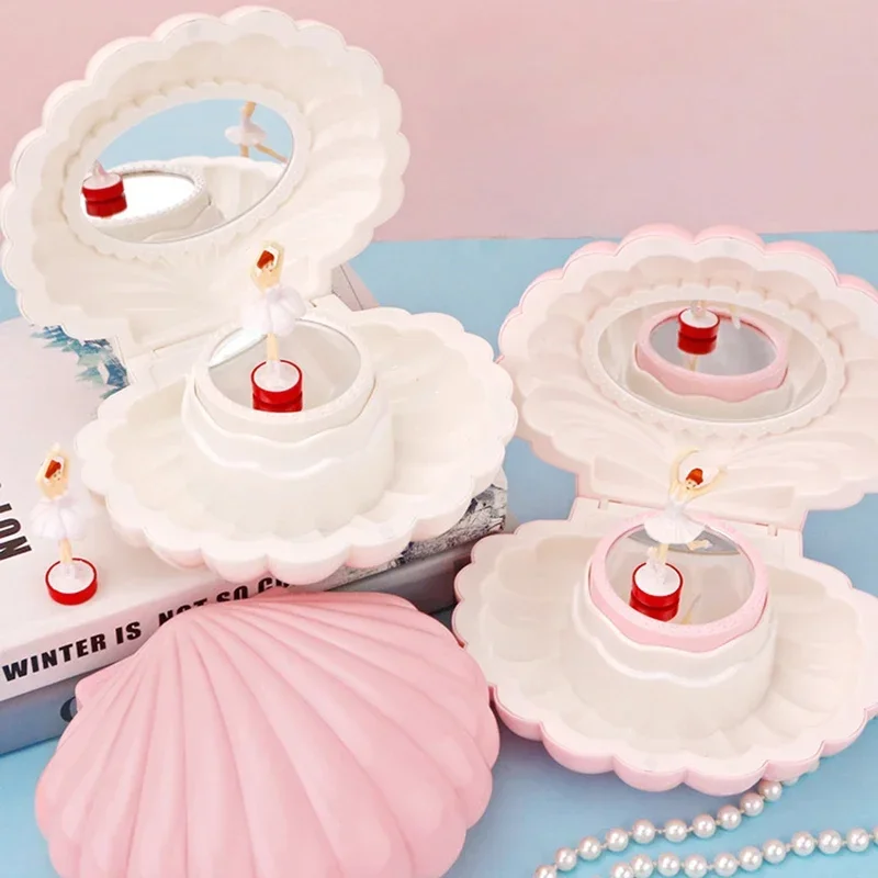 Shell Shape Clockwork Musical Boxes Girls Dancing Ballerina Musical Box Christmas B For Girirthday Jewelry Box Gifts Ornaments