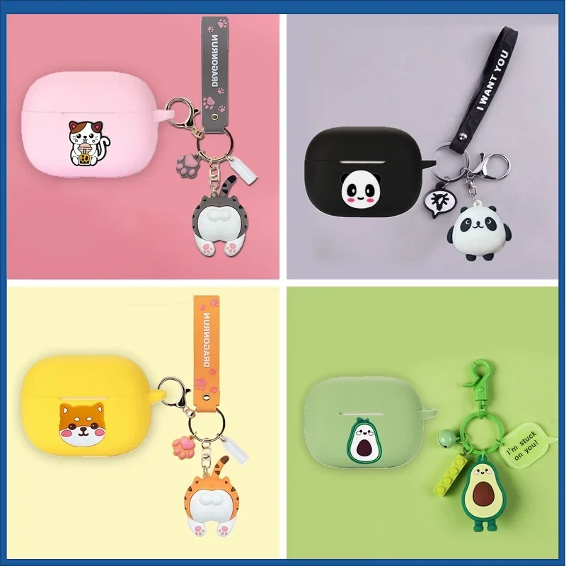 Funda Per Jabra Elite 4 Active Case Cartoon Cute Cat / Dog / Avocado Ciondolo Auricolari Cover In Silicone Per Jabra Elite 4 Cover