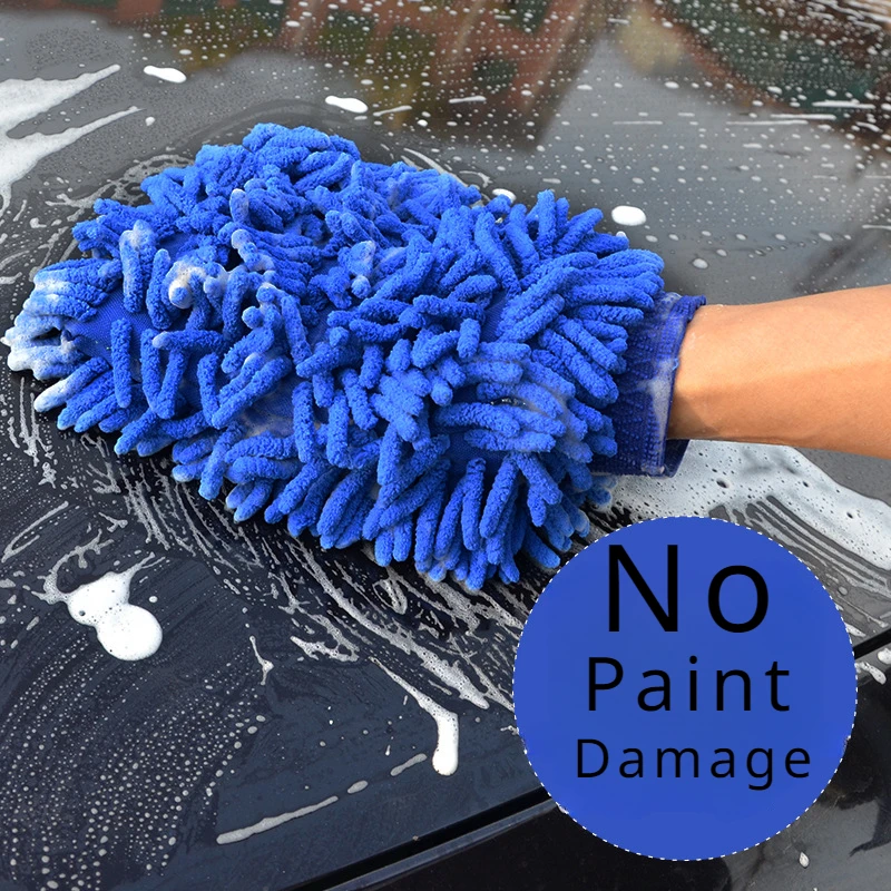 Double-sided Chenille Car Wash Gloves, Automotive High-density Coral Insect Cleaning Gloves, Microfiber Gloves