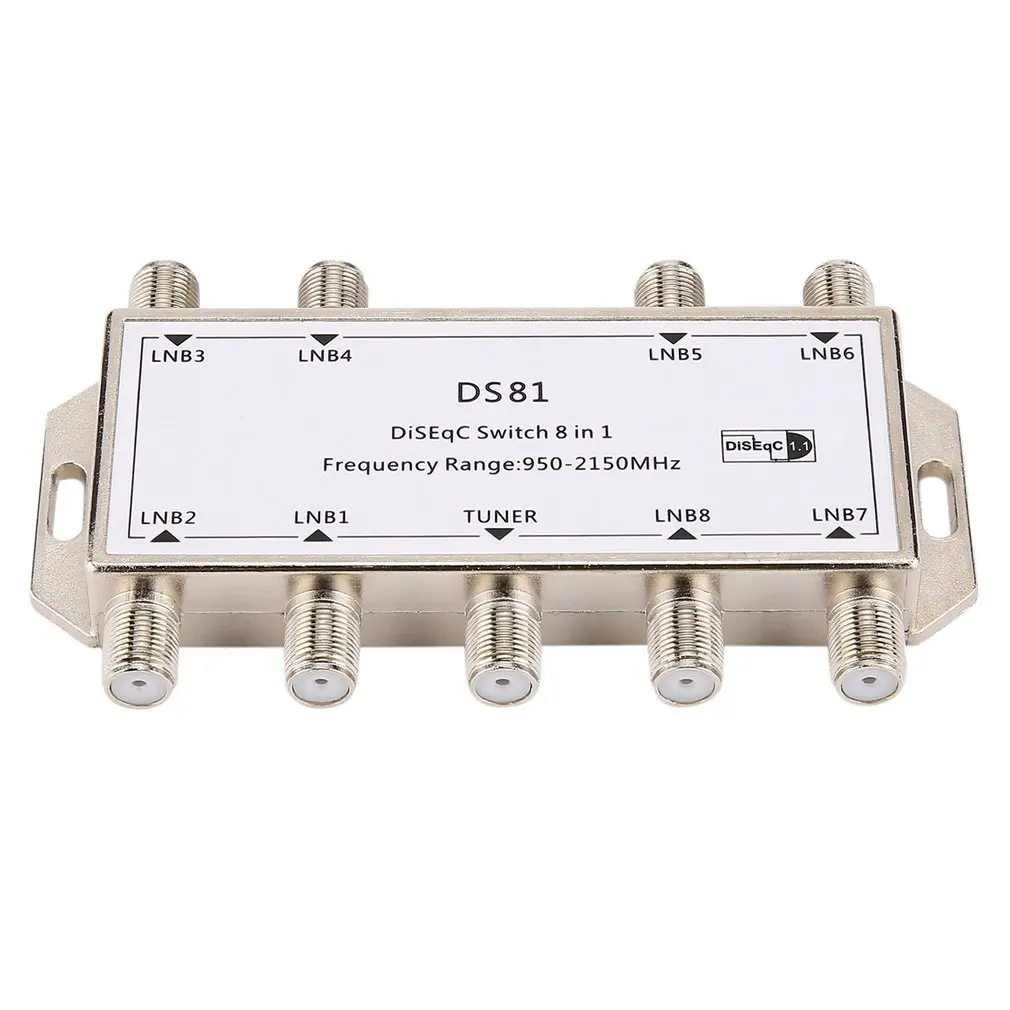 Satellite TV Receiver Satellite TV Switch Satellite LNB Wireless Receiver DS81 8 in 1 Satellite Signal DiSEqC Switch LNB Receiver Multiswitch Heavy Duty Zinc Die-cast Chrome Treated 950-2150MHz