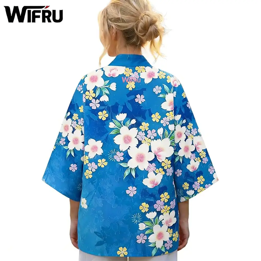 Floral Serie Japanische traditionelle Stil Drucken Kimono Frauen Harajuku WIFRU Neue Ferien Strand Cardigan Yukata Japanische Kleidung – Detail 1