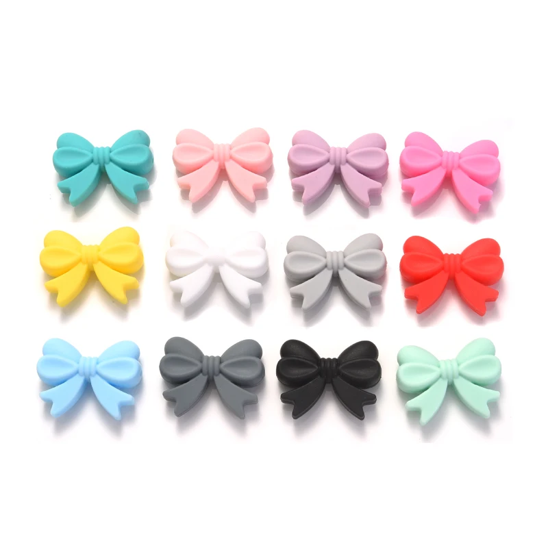 10Pcs Silicone Beads DIY Baby Teething Bow Tie Beaded Pacifier Chain Necklace Bracelet For Nursing Teether Pearls Chew Safe Toy 3