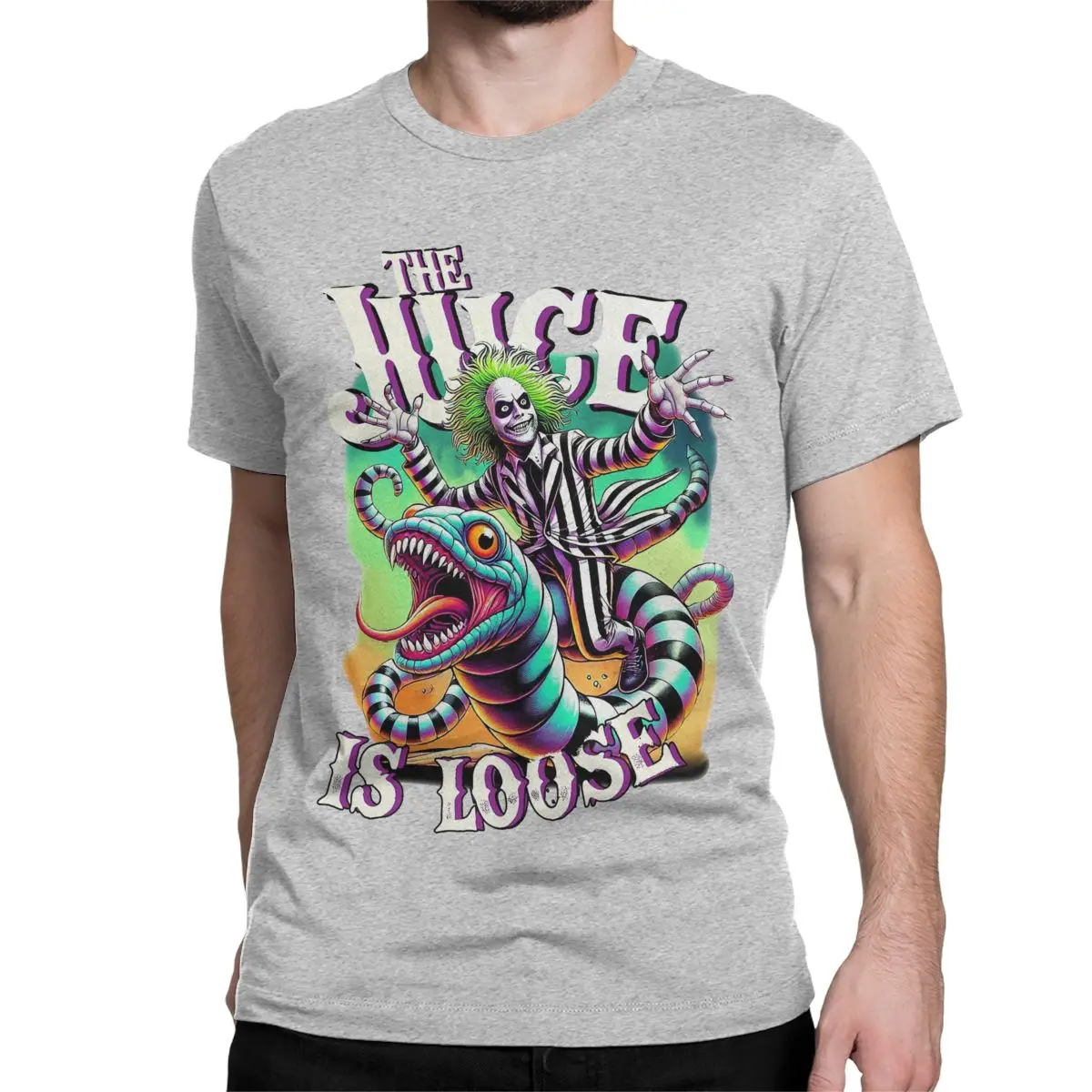 thumbnail image 1 of Camiseta con estampado de película de terror para hombre y mujer, ropa holgada de algodón, b-beetlejuice 2, novedad, 1 of 5