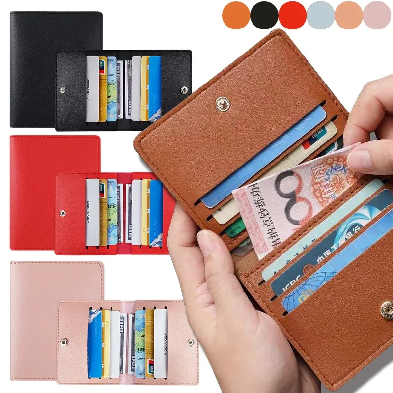 Pu Leather ID Card Holder Bank Credit Card Box Multi Slot Slim Card Case  Wallet Women