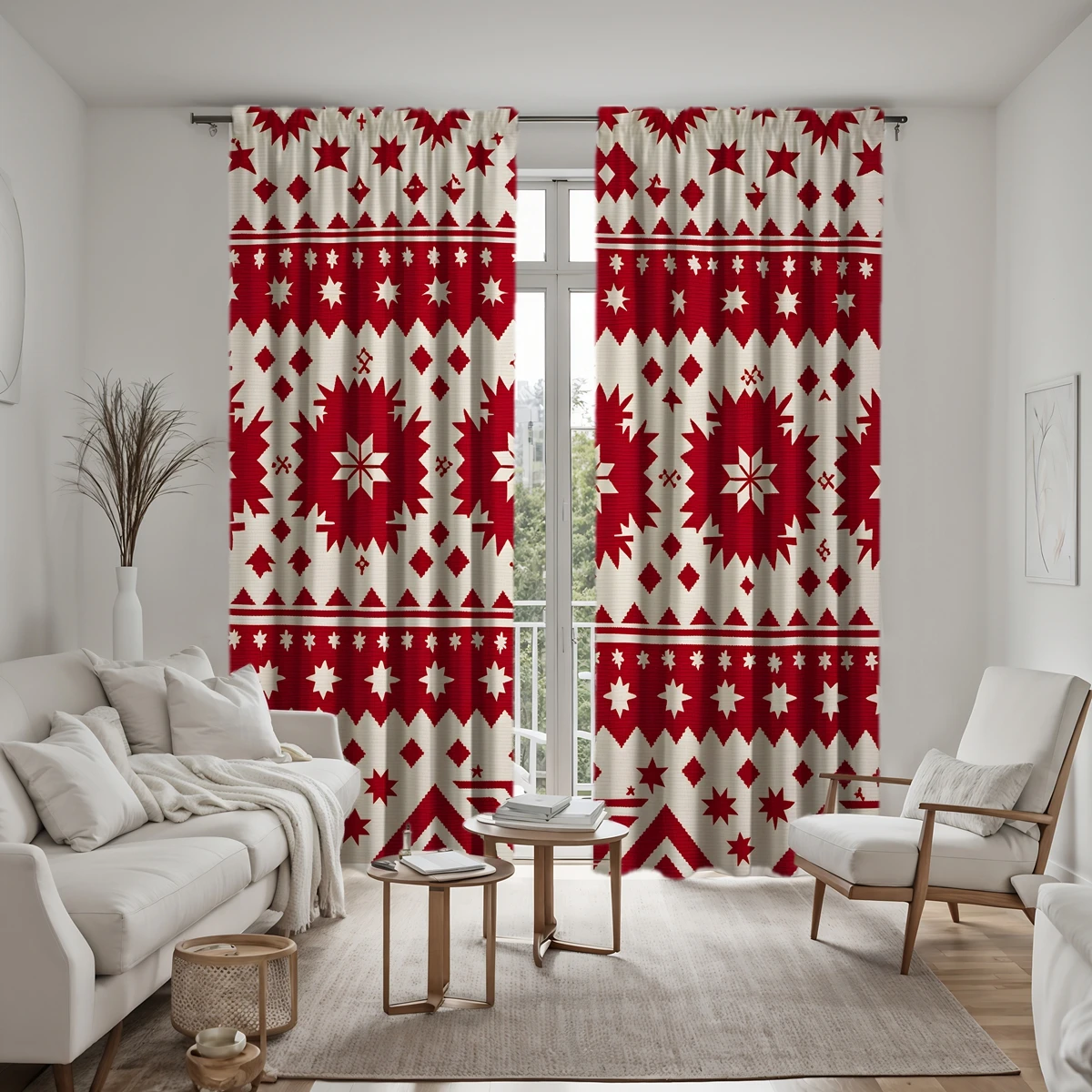 2pcs HD Christmas New Year plaid decorative curtain Red tie digital printed curtain Home Decoration style Decoration living r 6