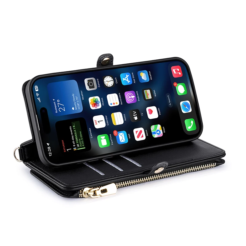 Premium Flip Card Slot Leather Crossbody Wallet Phone Case