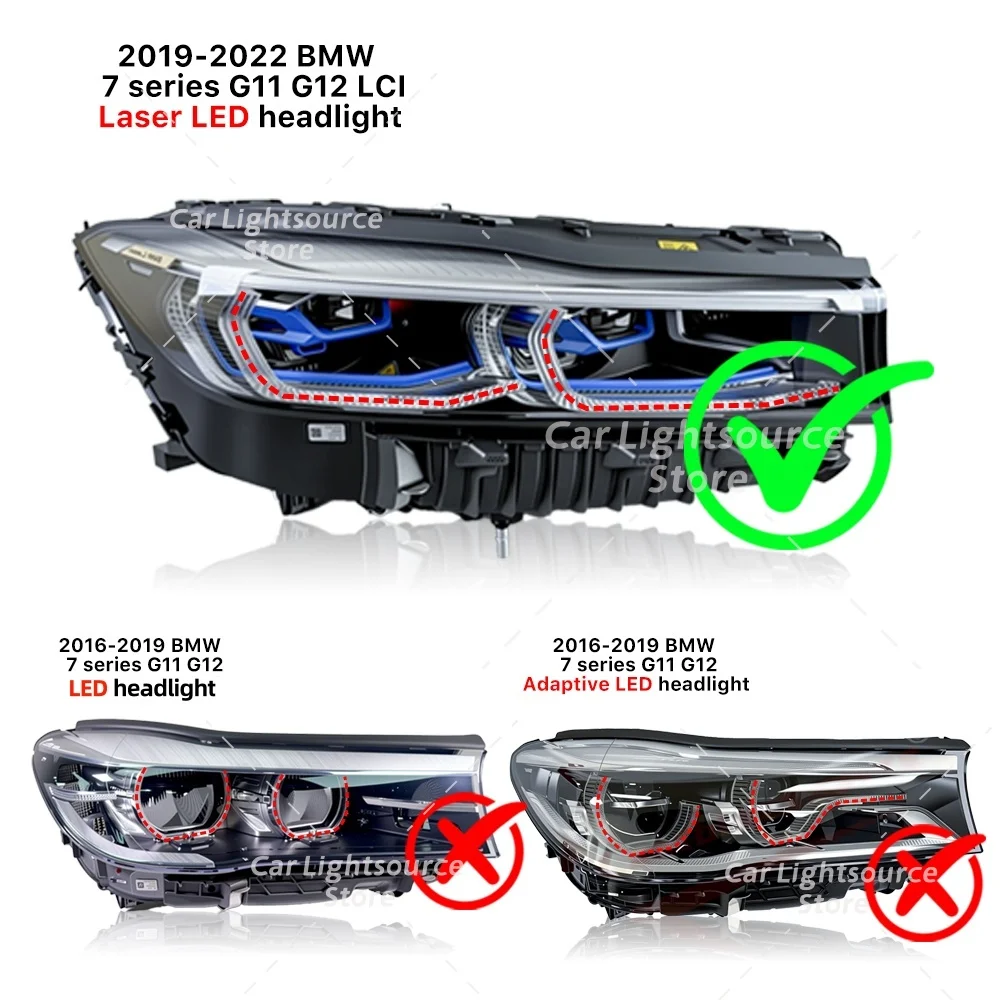 BMW 7 시리즈 G11 G12 LCI 730i 740i 레이저 헤드라이트용 CSL 옐로우 엔젤 아이 LED DRL 보드, 블루 레드 주간 주행등 모듈