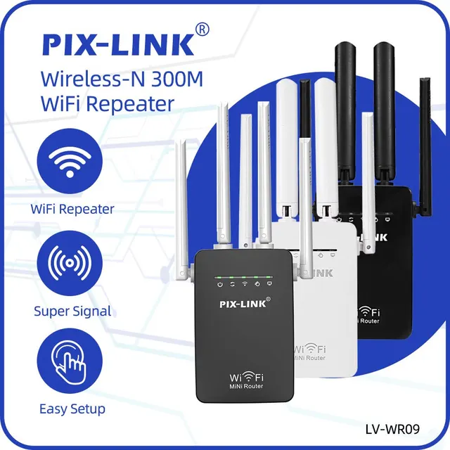 Pix-link-repetidor WiFi inalámbrico WR09Q, enrutador de 300Mbps