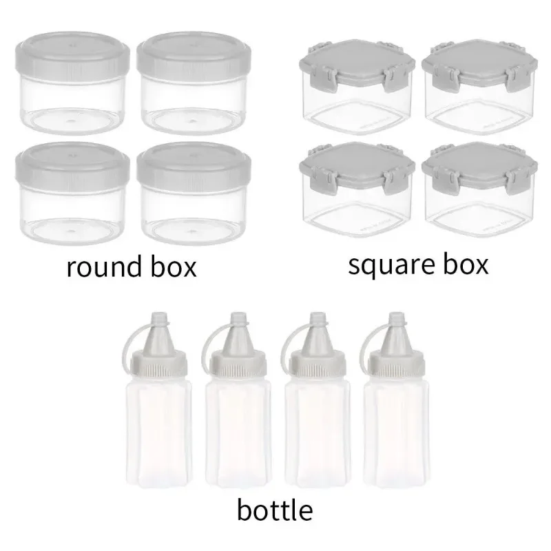 Food Storage Containers with Lids and Squeeze Bottles for Sauces Spices Dressings Leakproof Plastic Jars for Kitchen and Travel