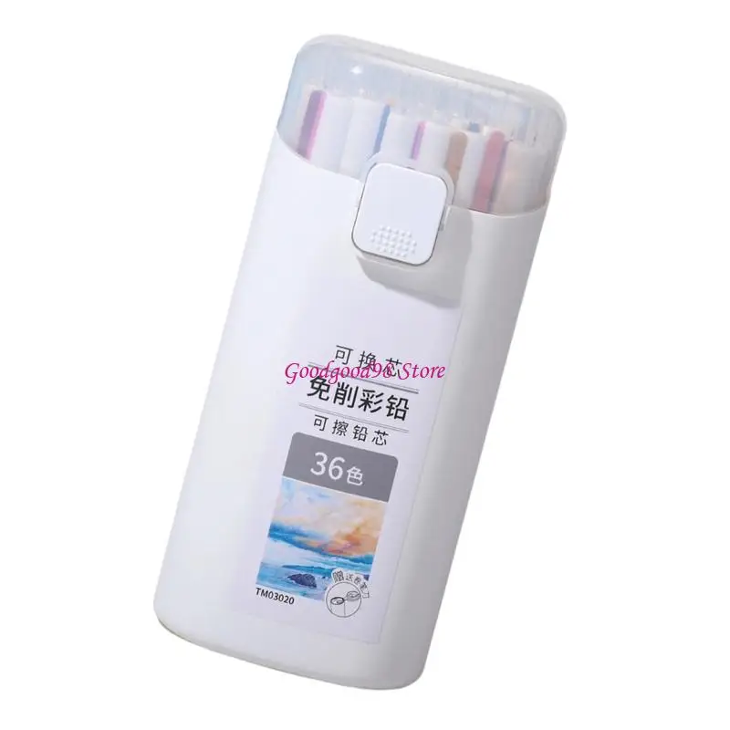 지울 수있는 개폐식 컬러 연필 3.0MM 아이 성인 미술 드로잉 색칠을위한 리필 형 연필을 선명하게하지 않음
