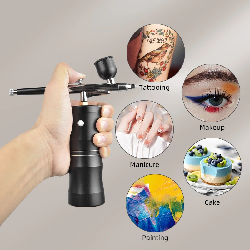 Nail Airbrush Air Compressor Cake Painting Craft Coloring Hair Dyeing Tattoo Makeup Spray Gun Water Skin Hydrating Nano Sprayer 6