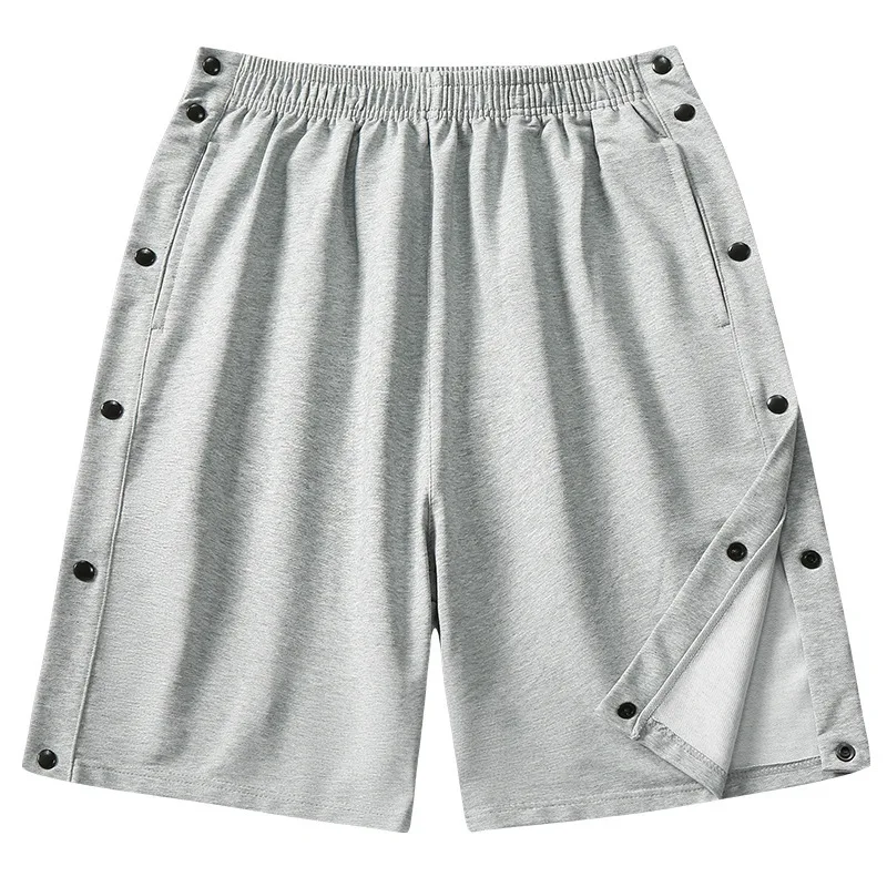 Full Open Summer Thin Breasted Shorts Men's Loose Solid Color Straight Outer Wear Casual Shorts Five-point Sweat Shorts