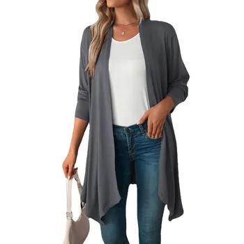 Autumn 2023 New Source of Women's Pure Color Unbuttoned Cardigan Long-sleeved Sweater