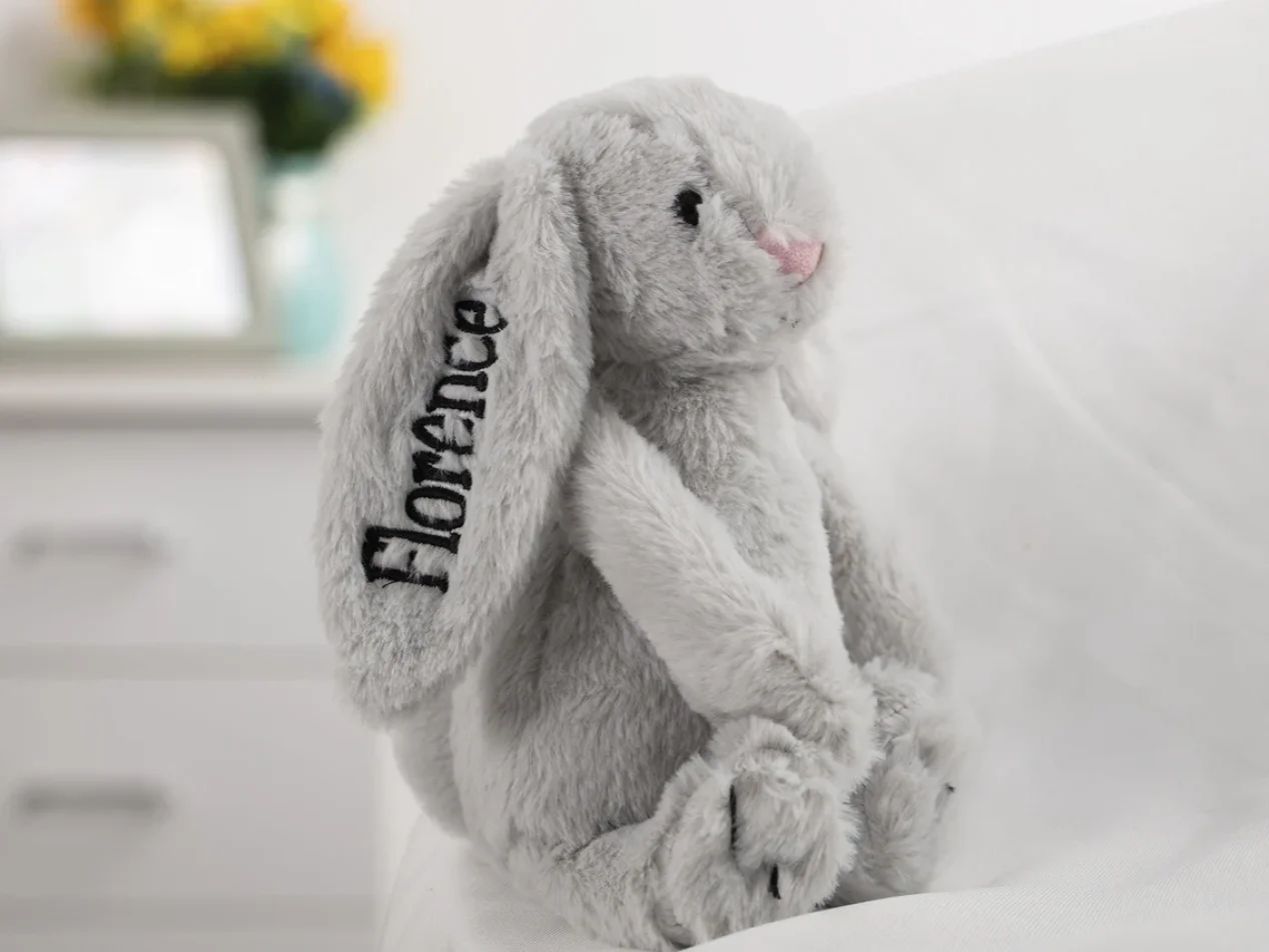 Monogrammed Bunny Personalized Stuffed Bunny Toy Easter Gift Embroidered Baby Gifts With Name For Baby Shower plush toy plush doll action figures toys