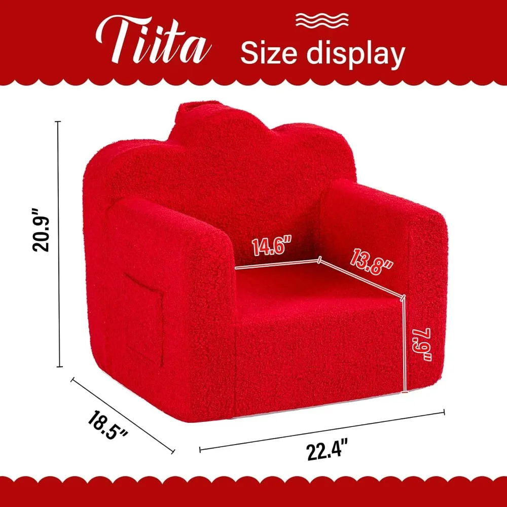 Washable Cover Carrying Handle, Convertible Children Sofa Chair for Girls and Boys, Children's Sofas 3