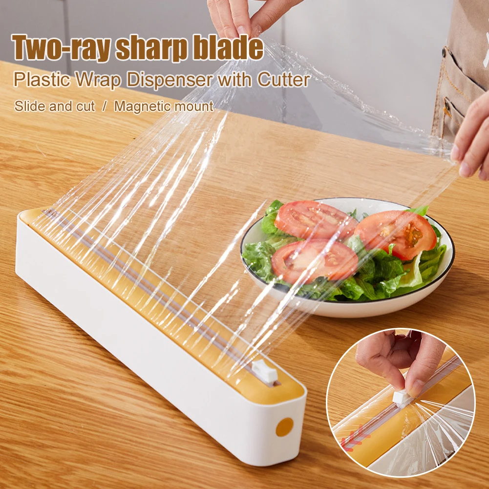 

Plastic Wrap Dispenser with Cutter Cling Film Dispener with Magnet Aluminum Foil Parchment Paper Dispenser Kitchen Accessories