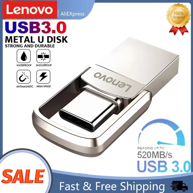 Lenovo Type-C Usb Flash Drive 2Tb 1Tb Super Mini Metal Memory Stick Per Cellulare Pen Drive Usb Memoria Usb Stick Pendrive