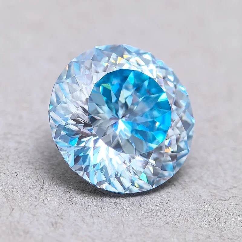 Moissanite Stone 100 Faceted Cut Aquamarine Color DIY Charms Shiny Ring Necklace Earrings Main Materials with GRA Certificate