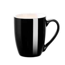 Elegant Red and Black Porcelain Coffee Mug - 350ml Ceramic Cup with Handle, Perfect - 350ml (Black)