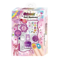 2024 Kids Makeup Set Glitter Nail Manicure Nail Polish Art Set Nail File Set Gem Stickers Brush Spoon Set 2