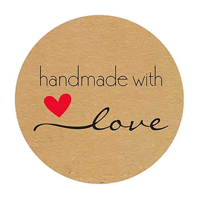 1 Inch Kraft Paper Adhesive Vintage Love Heart Labels 1 Roll Crafts Sticker 500pcs Thanks Card Scrapbook Decor