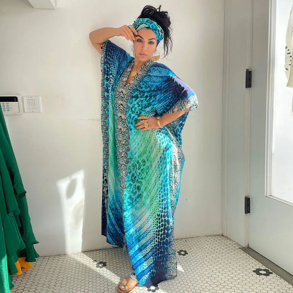 Robe Maxi Kaftan Kimonoärmel Robe de Plage D'Été Africaine