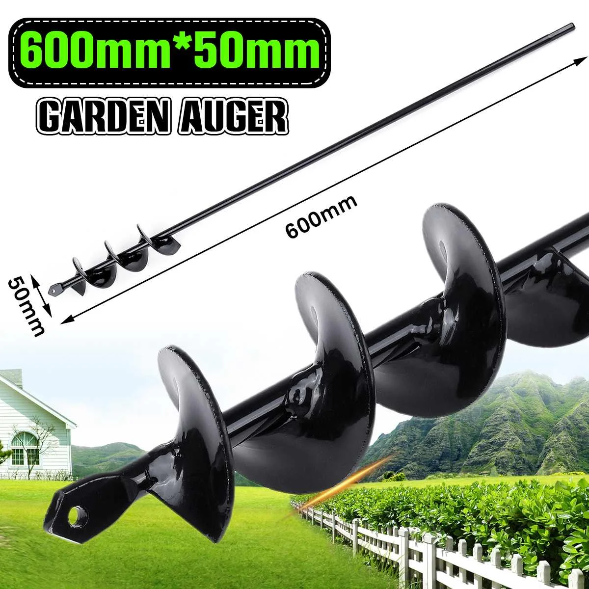 Carbon Steel Planter Garden Auger Spiral Drill Bit Flower Planting Hole