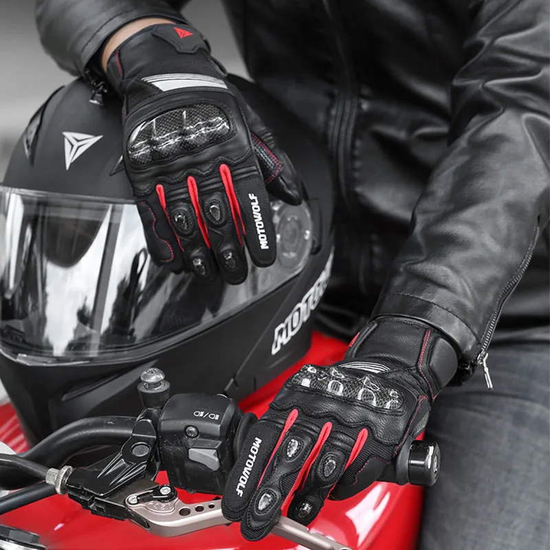 

Sheepskin Motorcycle Gloves Carbon Fiber Gloves Off-Road Riding gloves Touch Screen Rider Gloves Motocross ATV UTV Gloves